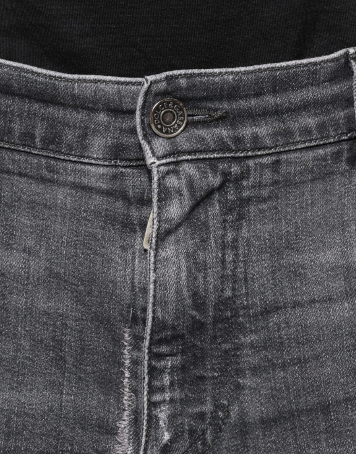 Dolce &amp; Gabbana Dunkelgraue Skinny-Jeans aus zerfetzter Baumwolle