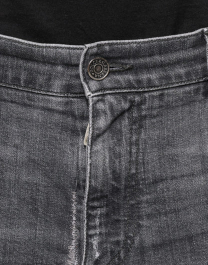 Dolce &amp; Gabbana Dunkelgraue Skinny-Jeans aus zerfetzter Baumwolle