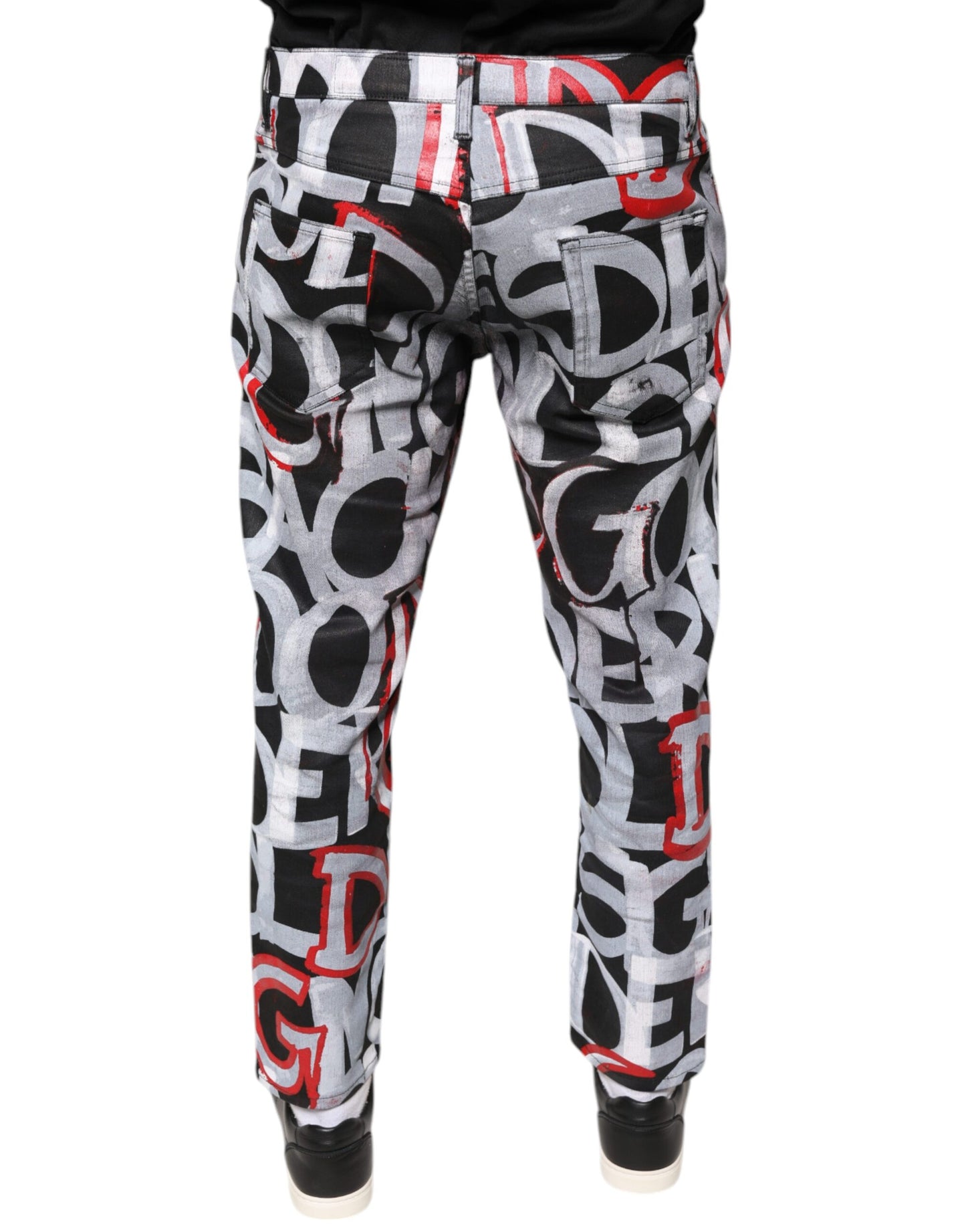 Dolce &amp; Gabbana – Mehrfarbige Skinny-Jeans aus Baumwoll-Monogramm