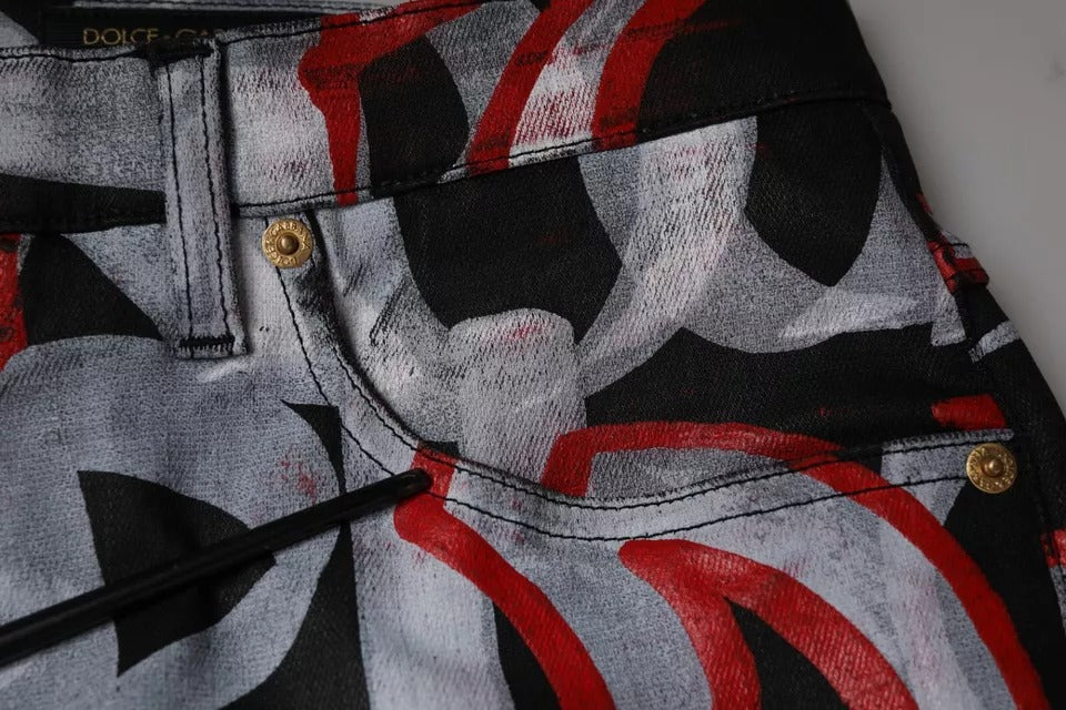 Dolce &amp; Gabbana – Mehrfarbige Skinny-Jeans aus Baumwoll-Monogramm