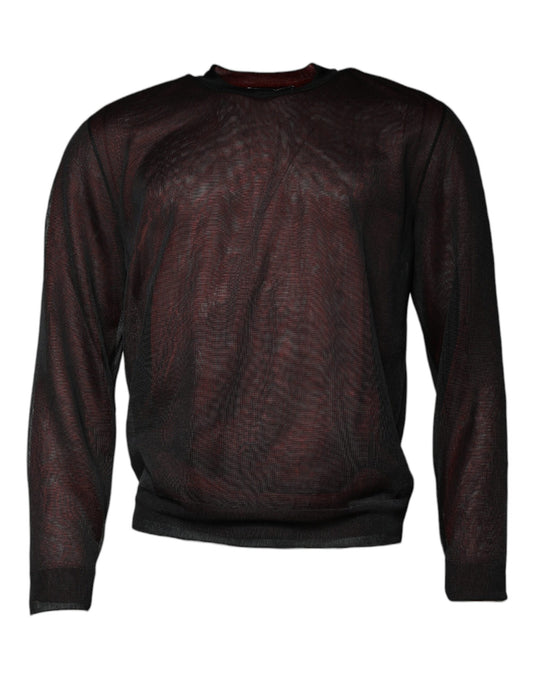 Dolce &amp; Gabbana Kastanienbrauner Polyester-Pullover mit Rundhalsausschnitt