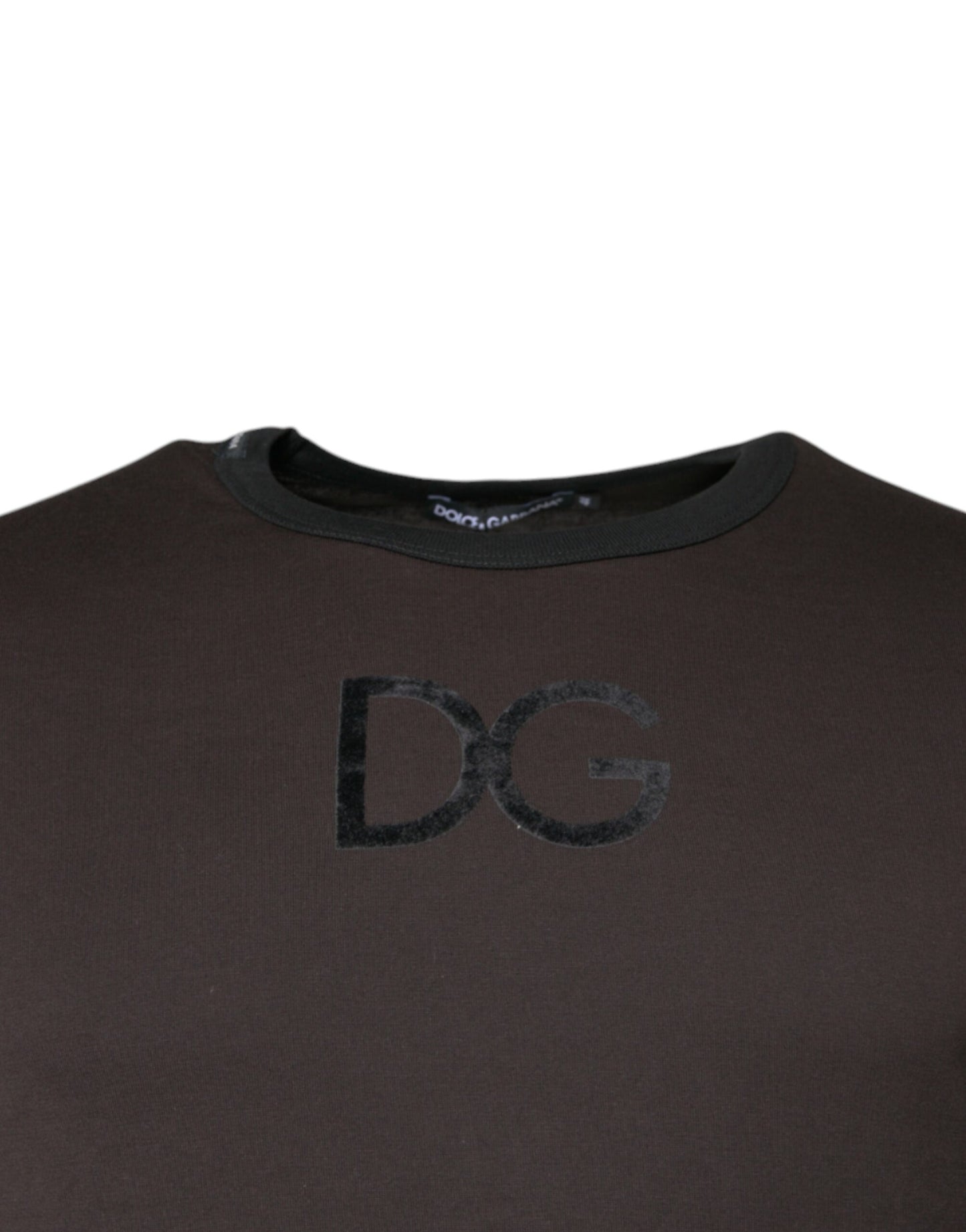 Dolce &amp; Gabbana Brauner Pullover mit Rundhalsausschnitt und Logo aus Baumwolle