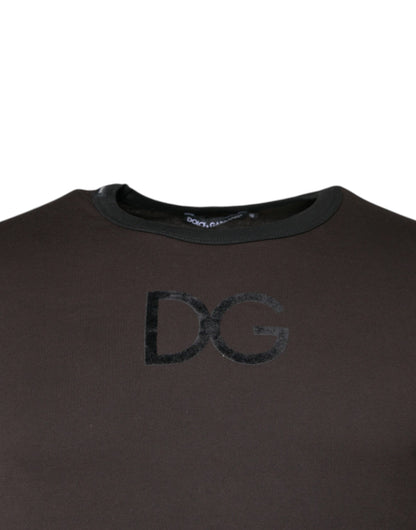 Dolce &amp; Gabbana Brauner Pullover mit Rundhalsausschnitt und Logo aus Baumwolle