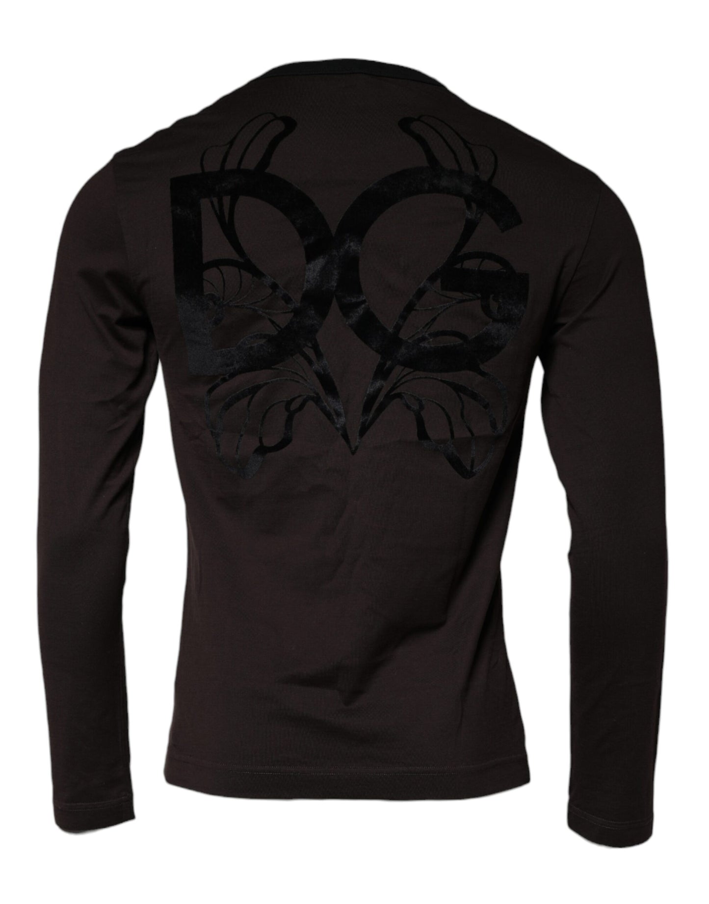 Dolce &amp; Gabbana Brauner Pullover mit Rundhalsausschnitt und Logo aus Baumwolle