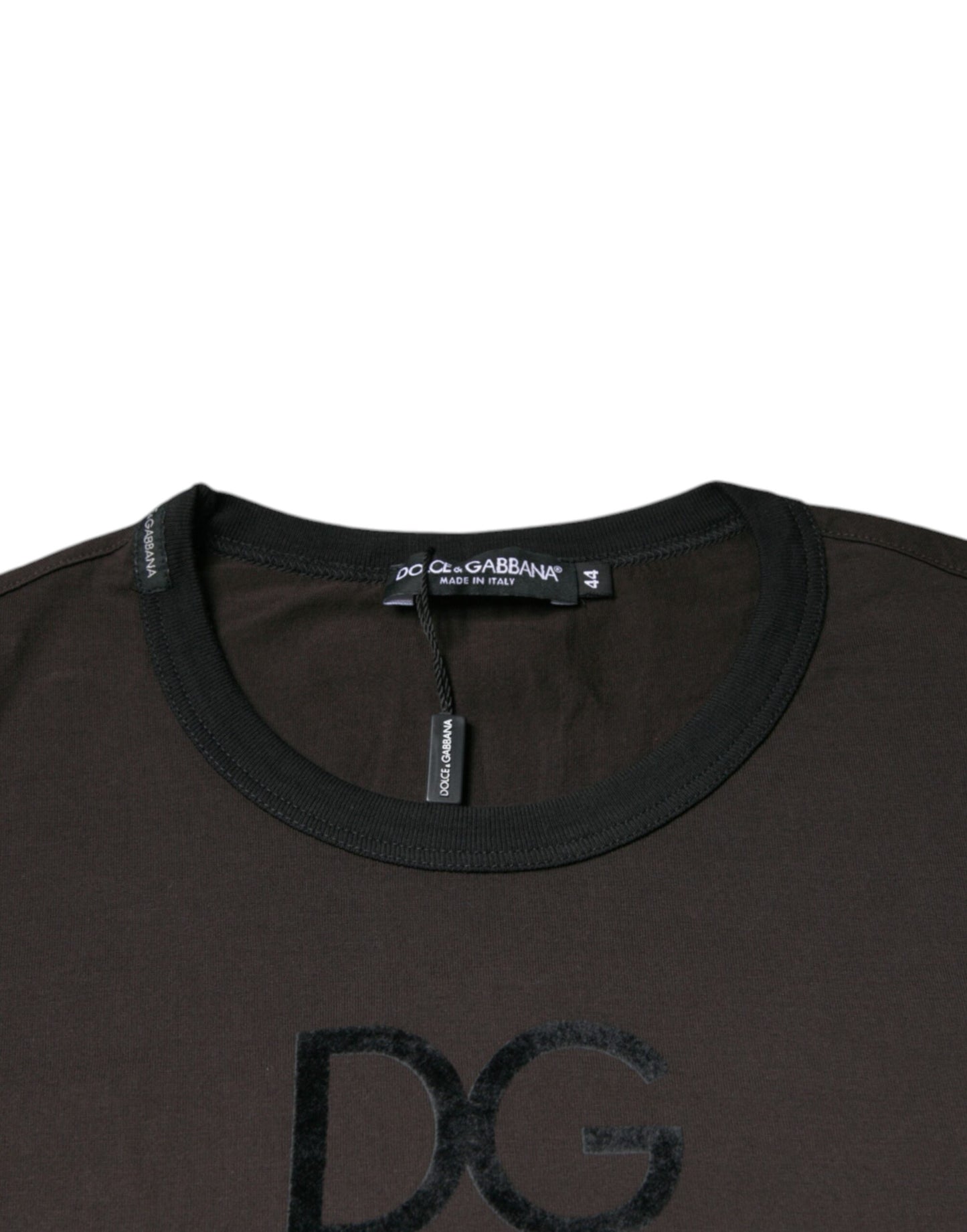 Dolce &amp; Gabbana Brauner Pullover mit Rundhalsausschnitt und Logo aus Baumwolle