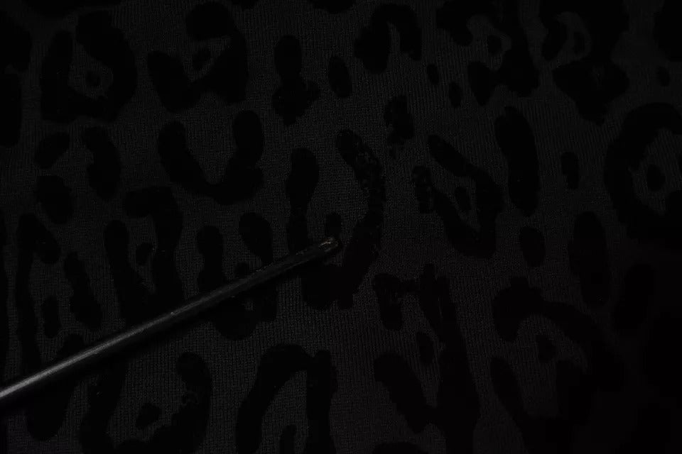 Dolce &amp; Gabbana – Schwarzer Kapuzenpullover aus Baumwolle mit durchgehendem Reißverschluss und Leopardenmuster