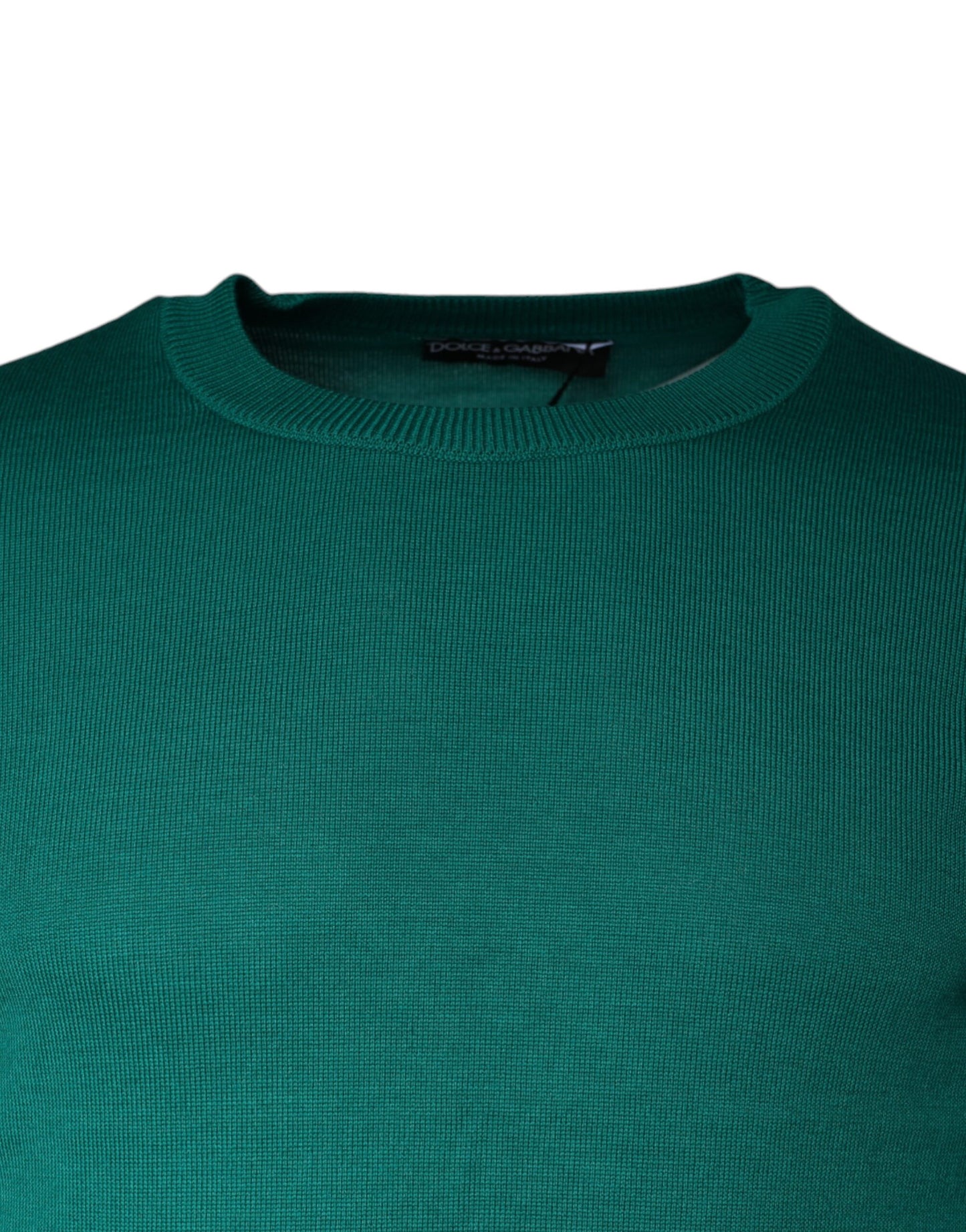Dolce &amp; Gabbana, grüner Pullover aus Wollstrick mit Rundhalsausschnitt