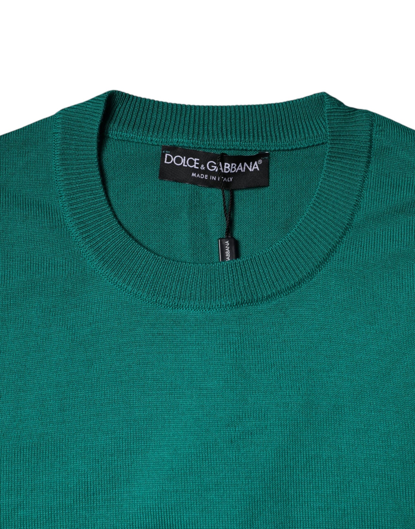 Dolce &amp; Gabbana, grüner Pullover aus Wollstrick mit Rundhalsausschnitt