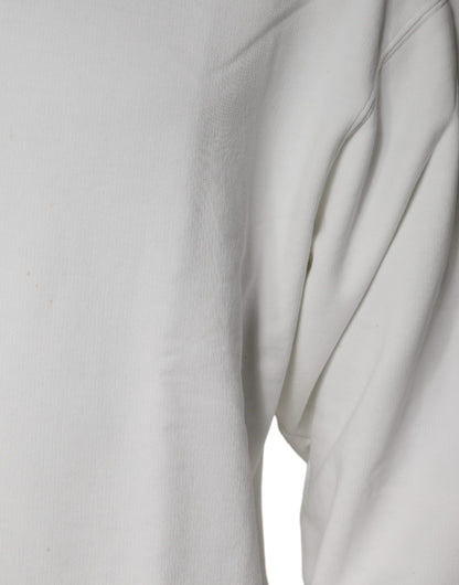 Dolce &amp; Gabbana – Weißer Pullover mit Rundhalsausschnitt und Logo aus Baumwolle