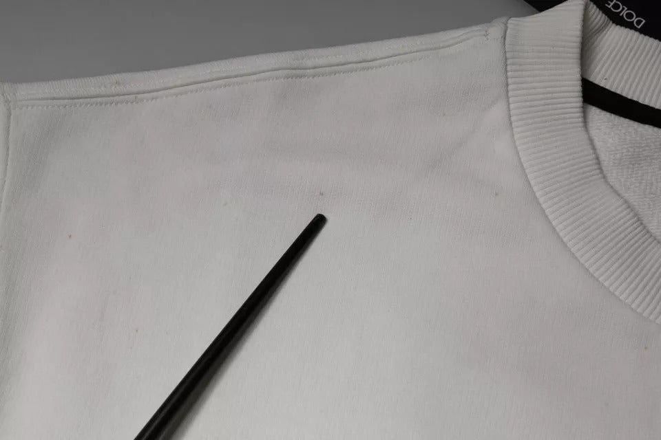 Dolce &amp; Gabbana – Weißer Pullover mit Rundhalsausschnitt und Logo aus Baumwolle