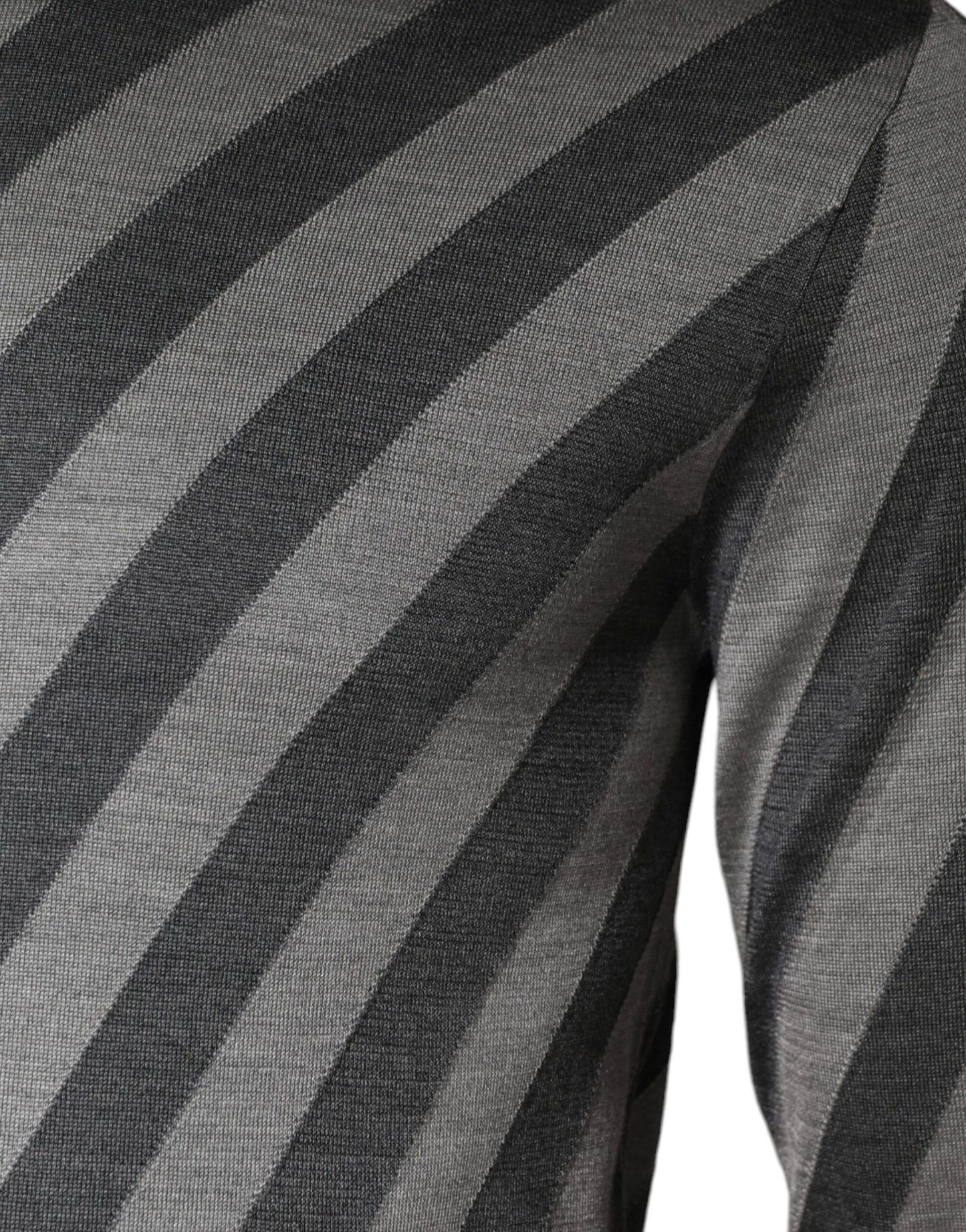 Dolce &amp; Gabbana Grau gestreifter Pullover mit langen Ärmeln und Rundhalsausschnitt