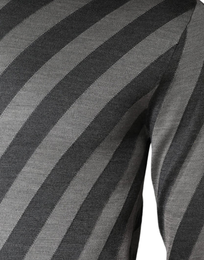 Dolce &amp; Gabbana Grau gestreifter Pullover mit langen Ärmeln und Rundhalsausschnitt