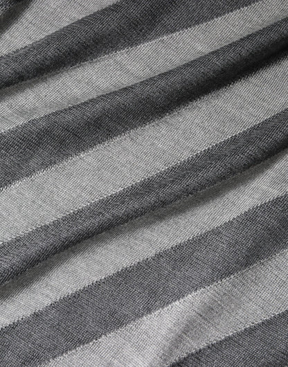 Dolce &amp; Gabbana Grau gestreifter Pullover mit langen Ärmeln und Rundhalsausschnitt