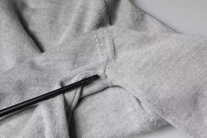 Dolce &amp; Gabbana Hellgrauer Pullover aus Wolle mit Rundhalsausschnitt