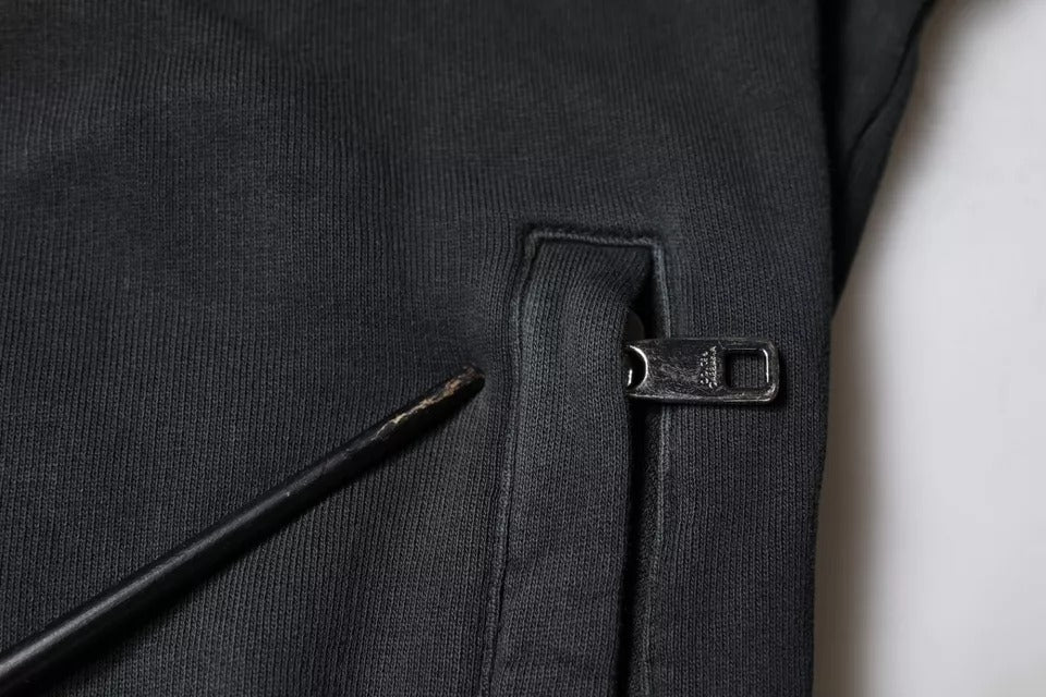 Dolce &amp; Gabbana – Schwarzer Kapuzenpullover mit durchgehendem Reißverschluss und Logo-Plakette