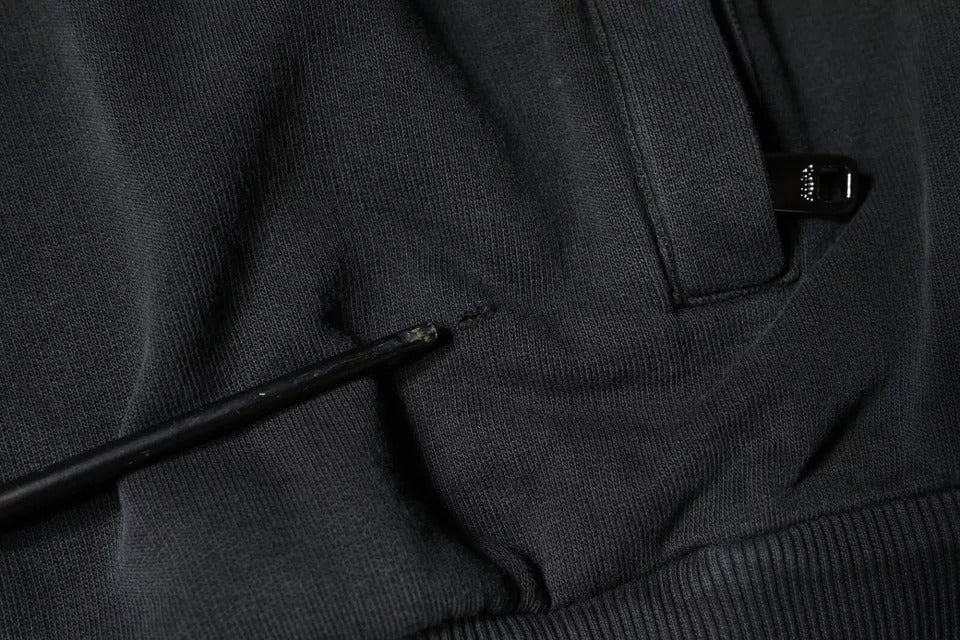 Dolce &amp; Gabbana – Schwarzer Kapuzenpullover mit durchgehendem Reißverschluss und Logo-Plakette