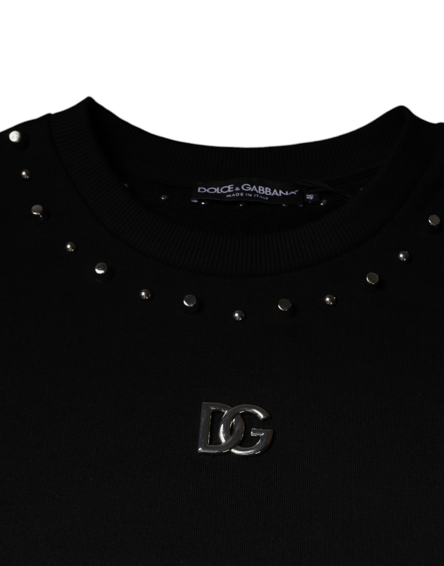 Dolce &amp; Gabbana – Schwarzes Pullover-Sweatshirt mit Logo und Nieten