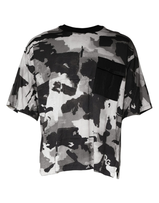 Dolce &amp; Gabbana Mehrfarbiges Camouflage-T-Shirt aus Baumwolle mit Rundhalsausschnitt