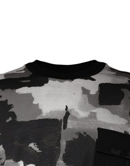 Dolce &amp; Gabbana Mehrfarbiges Camouflage-T-Shirt aus Baumwolle mit Rundhalsausschnitt