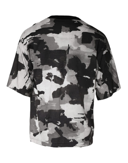 Dolce &amp; Gabbana Mehrfarbiges Camouflage-T-Shirt aus Baumwolle mit Rundhalsausschnitt
