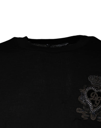 Dolce &amp; Gabbana – Schwarzer Pullover mit Rundhalsausschnitt und Herz