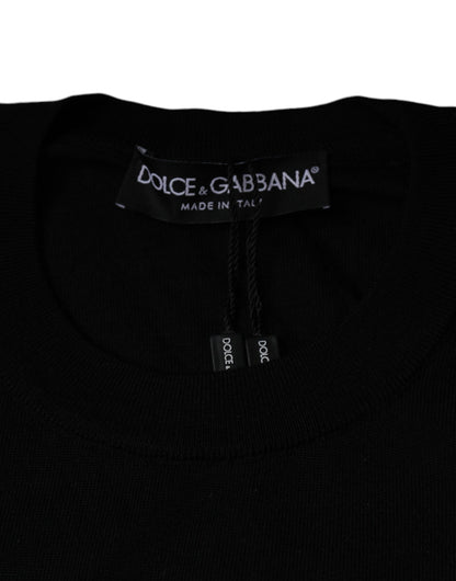 Dolce &amp; Gabbana – Schwarzer Pullover mit Rundhalsausschnitt und Herz