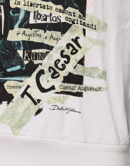 Dolce &amp; Gabbana Weißer Caesar-Kapuzenpullover aus Baumwolle