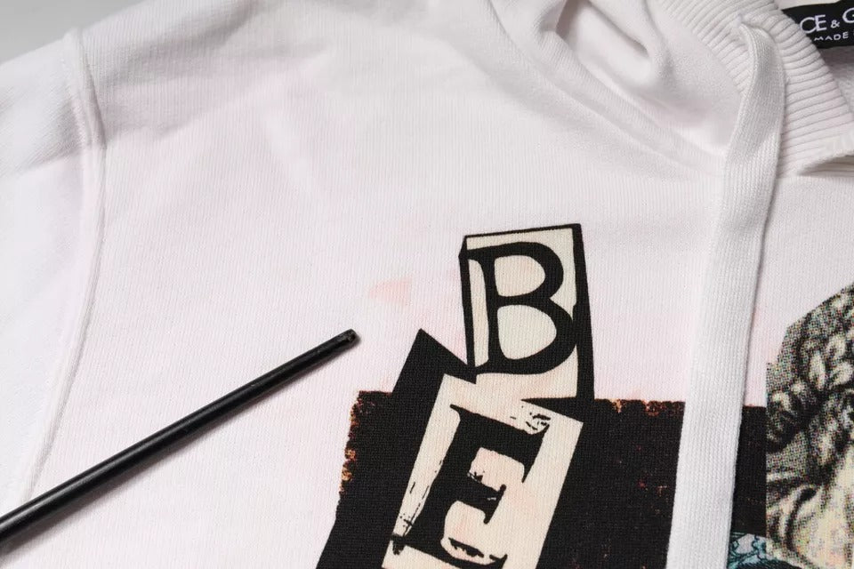 Dolce &amp; Gabbana Weißer Caesar-Kapuzenpullover aus Baumwolle