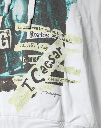 Dolce &amp; Gabbana Weißer Caesar-Kapuzenpullover aus Baumwolle