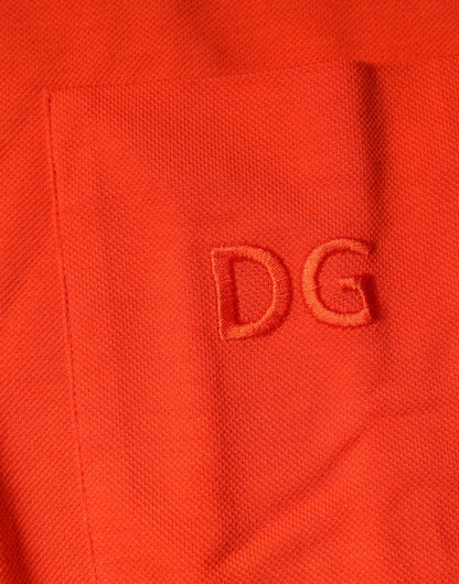 Dolce &amp; Gabbana – Orangefarbenes, lässiges Poloshirt aus Baumwolle mit Knopfleiste