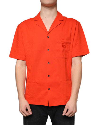 Dolce &amp; Gabbana – Orangefarbenes, lässiges Poloshirt aus Baumwolle mit Knopfleiste
