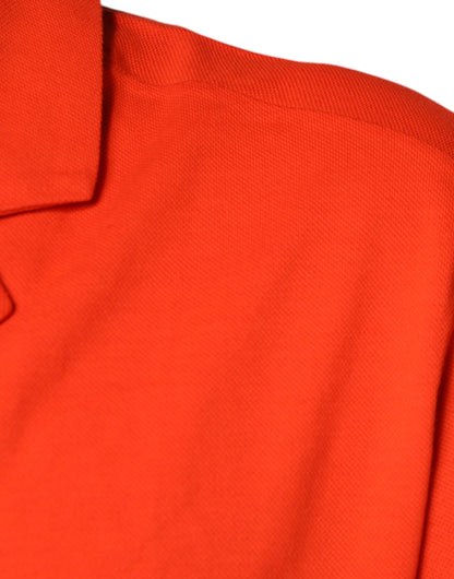 Dolce &amp; Gabbana – Orangefarbenes, lässiges Poloshirt aus Baumwolle mit Knopfleiste