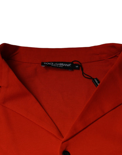 Dolce &amp; Gabbana – Orangefarbenes, lässiges Poloshirt aus Baumwolle mit Knopfleiste