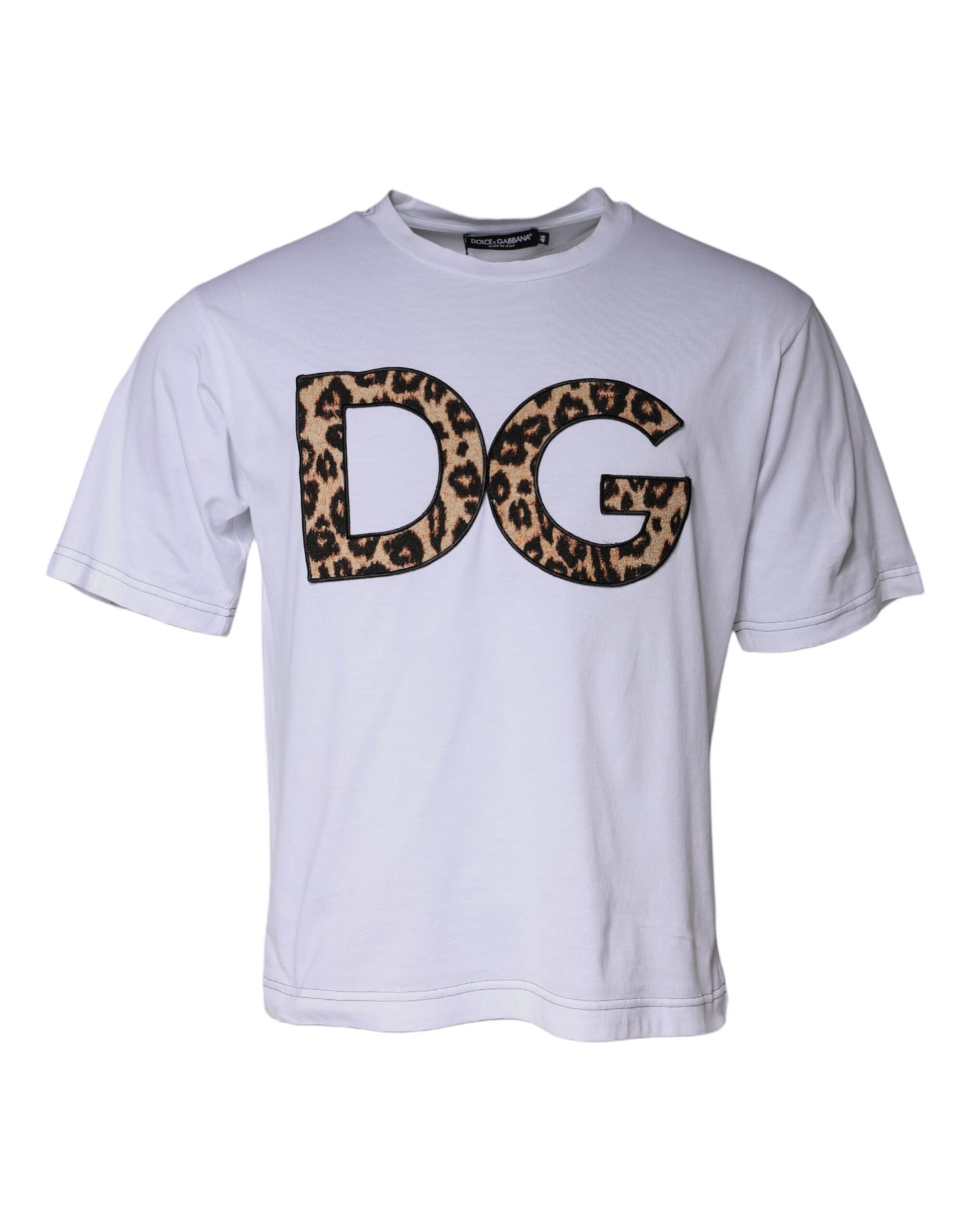 Dolce &amp; Gabbana – Weißes T-Shirt aus Baumwolle mit kurzen Ärmeln und DG-Logo