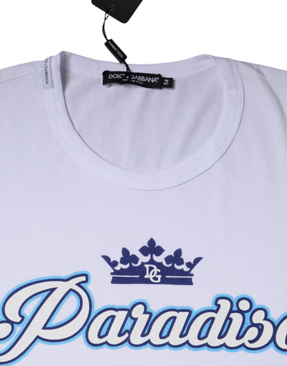Dolce &amp; Gabbana – Weißes Paradiso-T-Shirt aus Baumwolle mit kurzen Ärmeln
