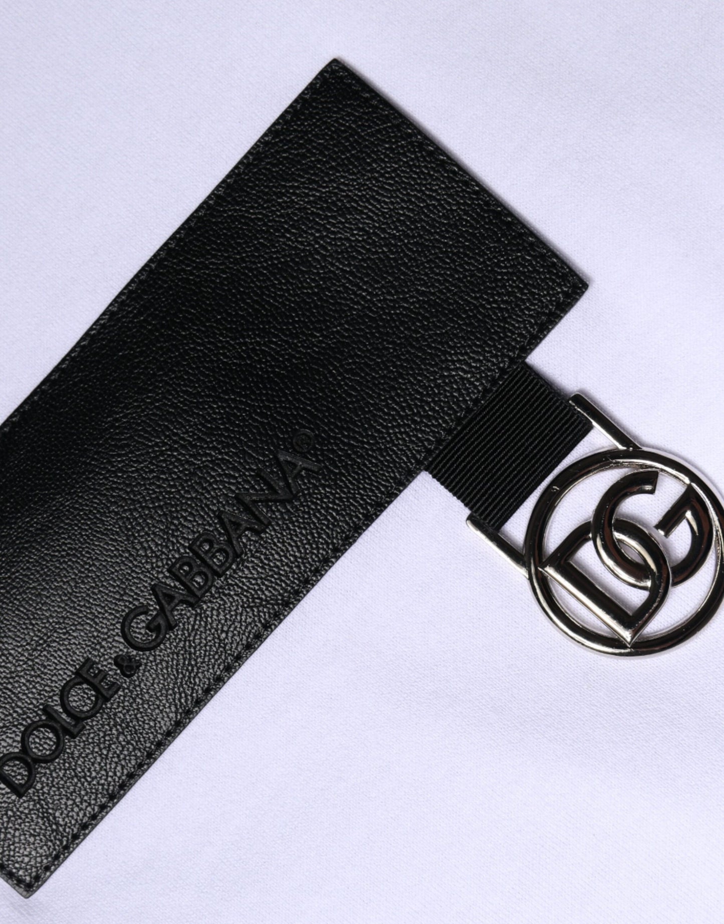 Dolce &amp; Gabbana – Weißes Baumwoll-T-Shirt mit Rundhalsausschnitt und Logo-Patch