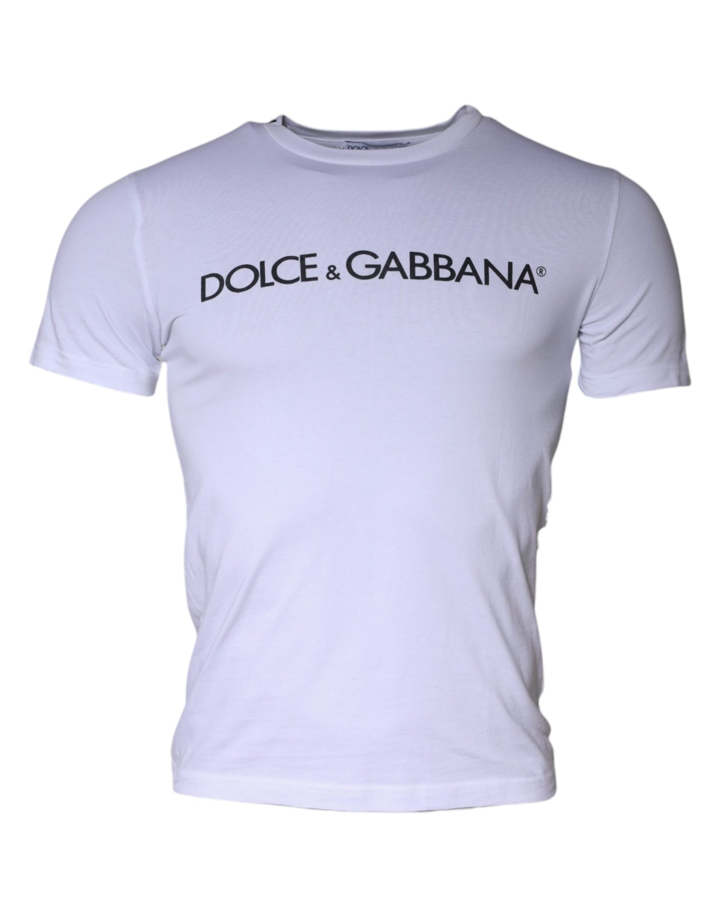Dolce &amp; Gabbana – Weißes Baumwoll-T-Shirt mit Rundhalsausschnitt und Logo-Print