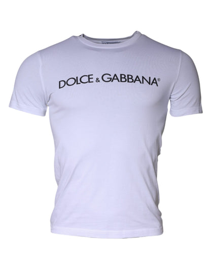 Dolce &amp; Gabbana – Weißes Baumwoll-T-Shirt mit Rundhalsausschnitt und Logo-Print