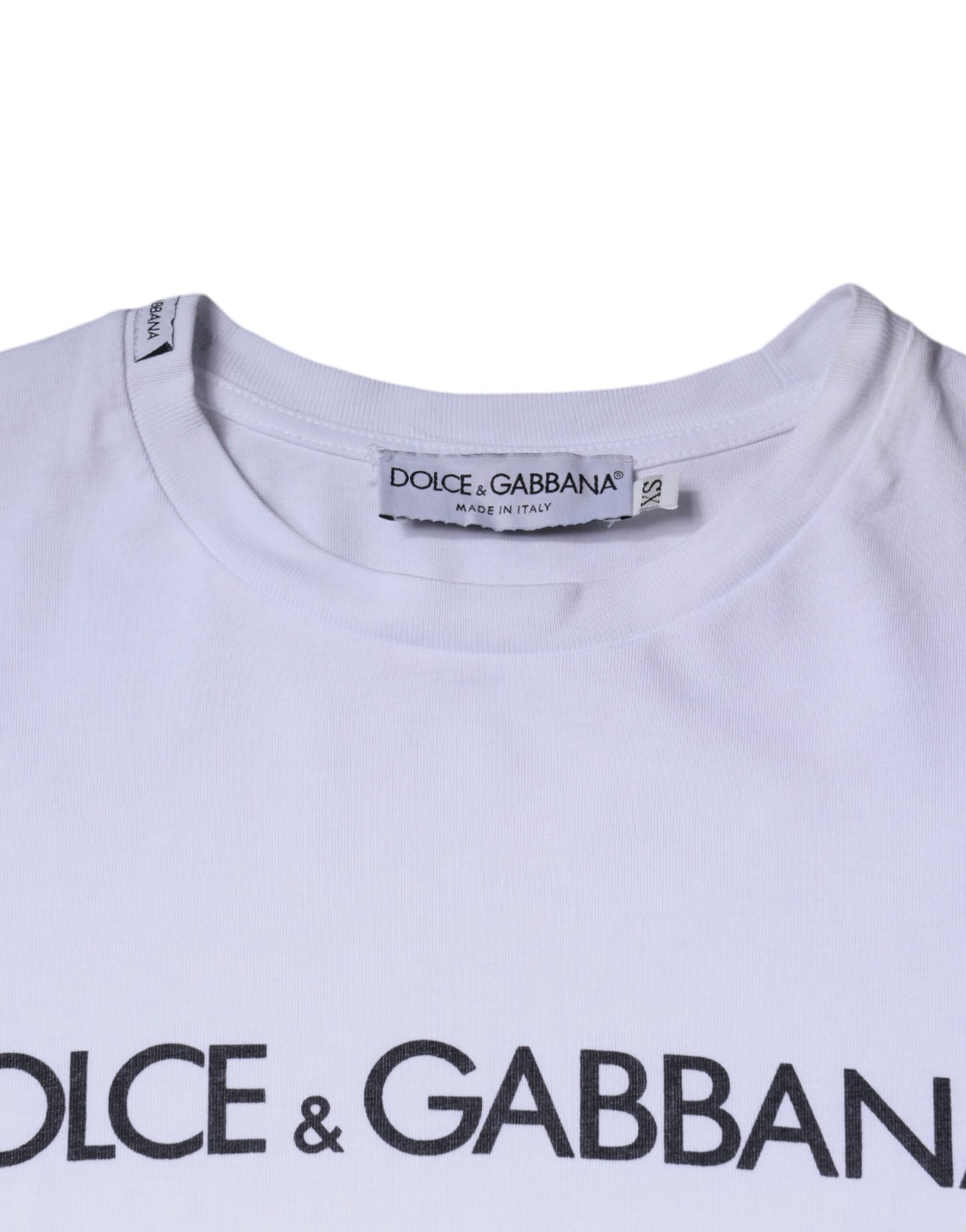 Dolce &amp; Gabbana – Weißes Baumwoll-T-Shirt mit Rundhalsausschnitt und Logo-Print