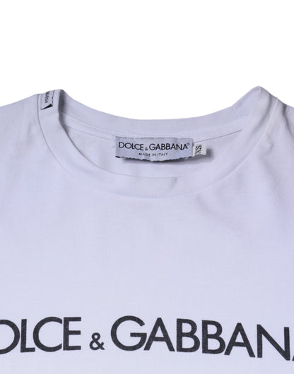 Dolce &amp; Gabbana – Weißes Baumwoll-T-Shirt mit Rundhalsausschnitt und Logo-Print