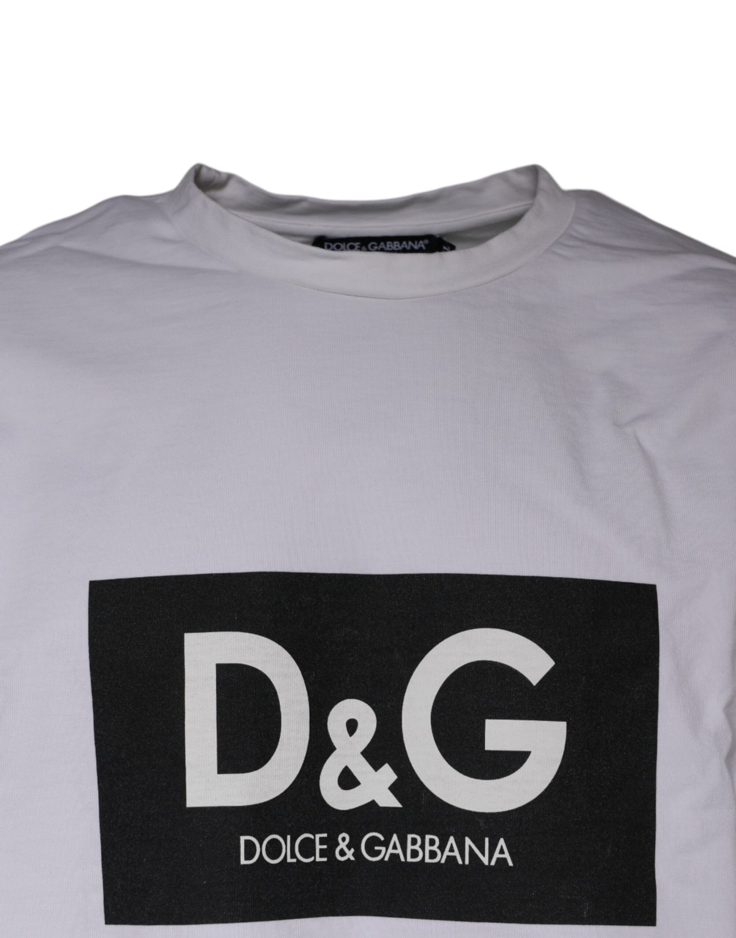 Dolce &amp; Gabbana – Weißes Baumwoll-T-Shirt mit Rundhalsausschnitt und Logo-Print