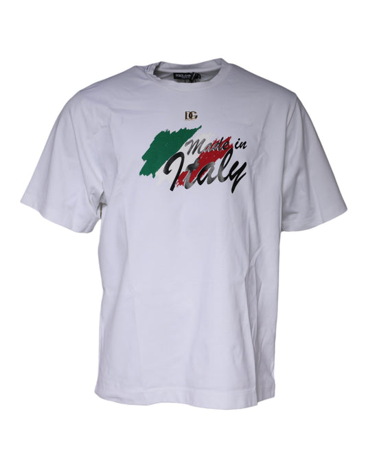 Dolce &amp; Gabbana – Weißes Baumwoll-T-Shirt mit Rundhalsausschnitt und grafischem Print