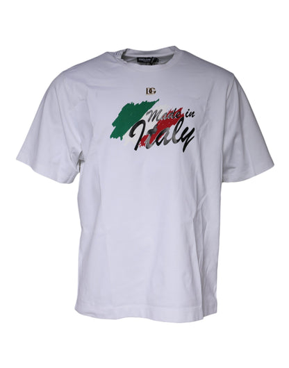 Dolce &amp; Gabbana – Weißes Baumwoll-T-Shirt mit Rundhalsausschnitt und grafischem Print