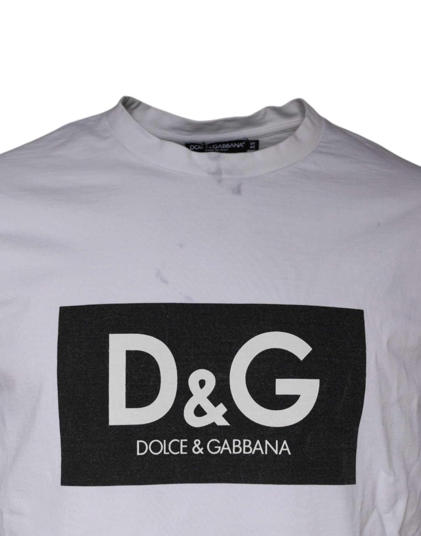 Dolce &amp; Gabbana – Weißes Baumwoll-T-Shirt mit Rundhalsausschnitt und Logo-Print