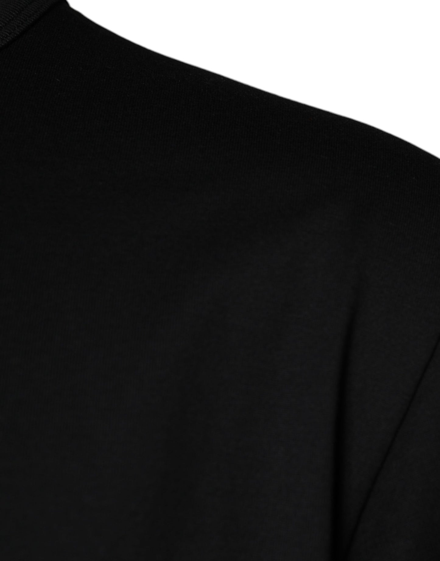 Dolce &amp; Gabbana – Schwarzes T-Shirt aus Baumwolle mit kurzen Ärmeln und Rundhalsausschnitt