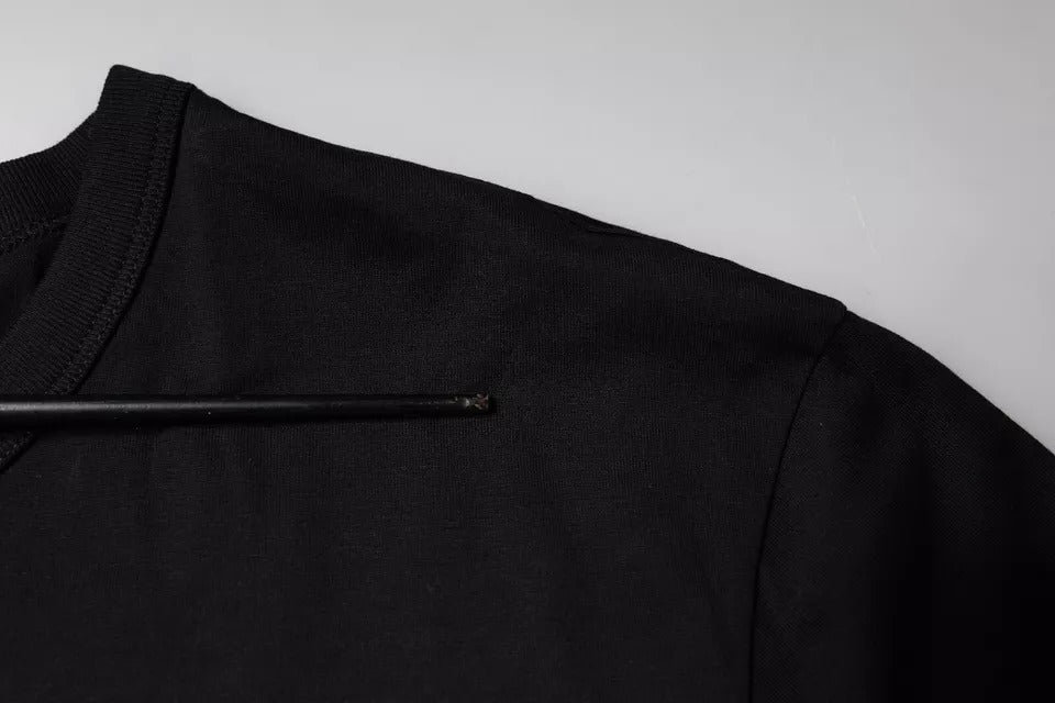 Dolce &amp; Gabbana – Schwarzes T-Shirt aus Baumwolle mit kurzen Ärmeln und Rundhalsausschnitt