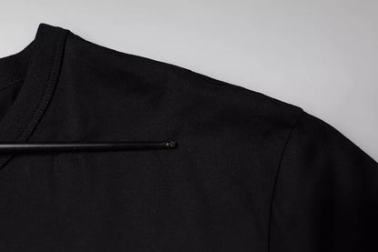 Dolce &amp; Gabbana – Schwarzes T-Shirt aus Baumwolle mit kurzen Ärmeln und Rundhalsausschnitt