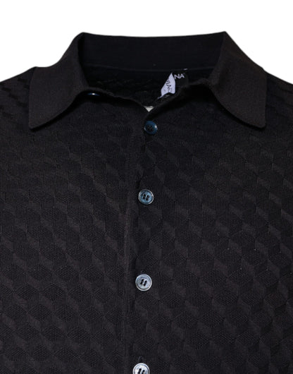 Dolce &amp; Gabbana Mehrfarbiges Seiden-T-Shirt mit Button-Down-Kragen