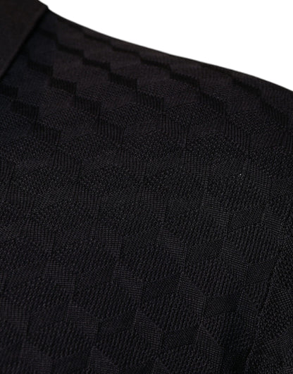 Dolce &amp; Gabbana Mehrfarbiges Seiden-T-Shirt mit Button-Down-Kragen