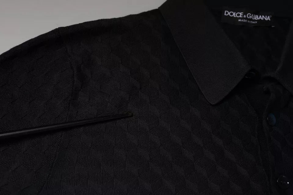 Dolce &amp; Gabbana Mehrfarbiges Seiden-T-Shirt mit Button-Down-Kragen